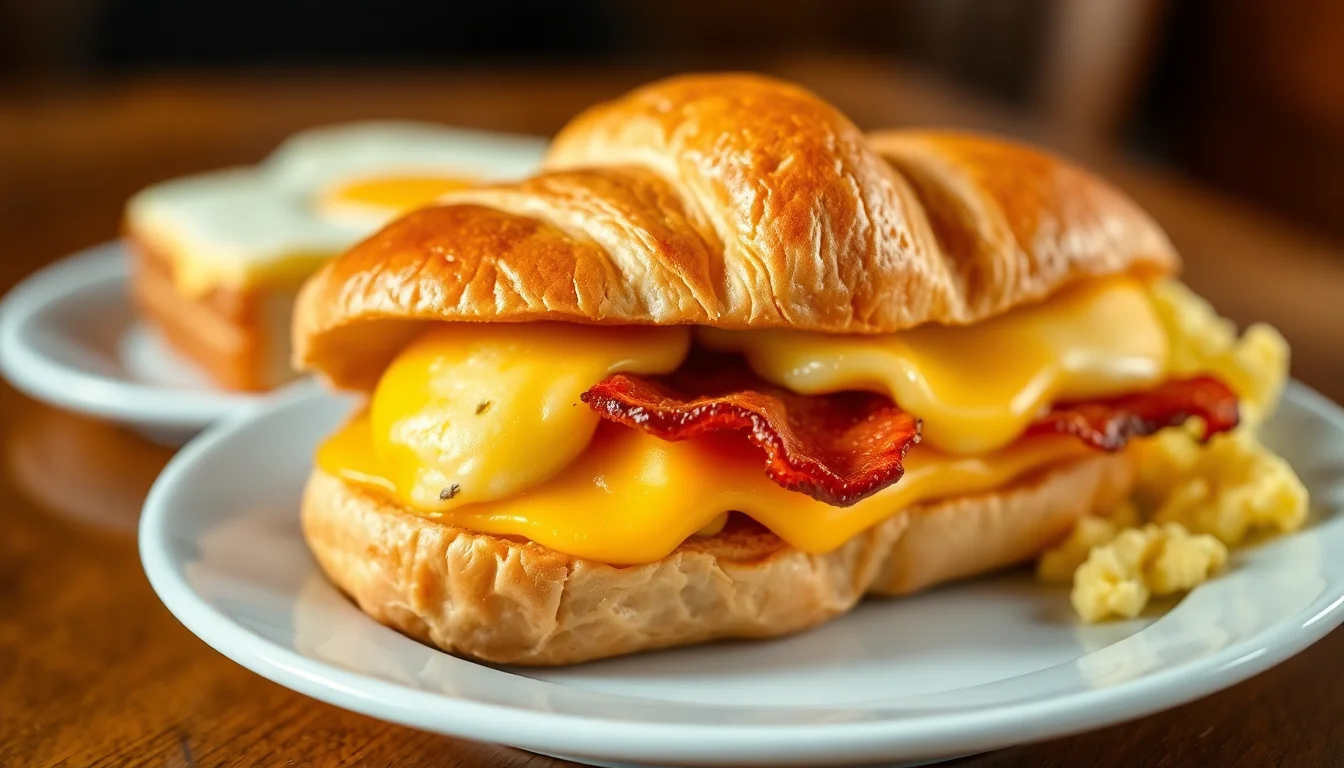 Bacon Egg and Cheese Sandwich on a Croissant