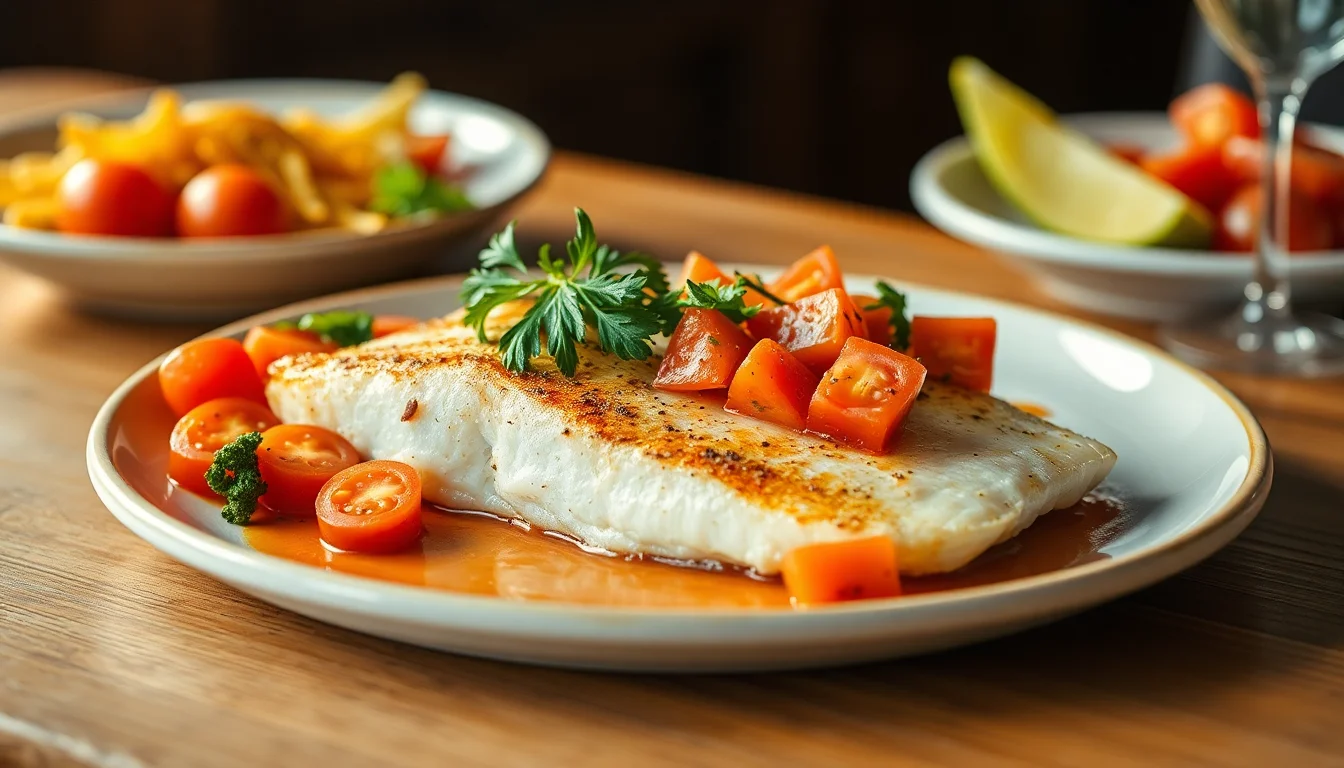 How To Bake Flounder Fillets Recipe with Tomato Salad