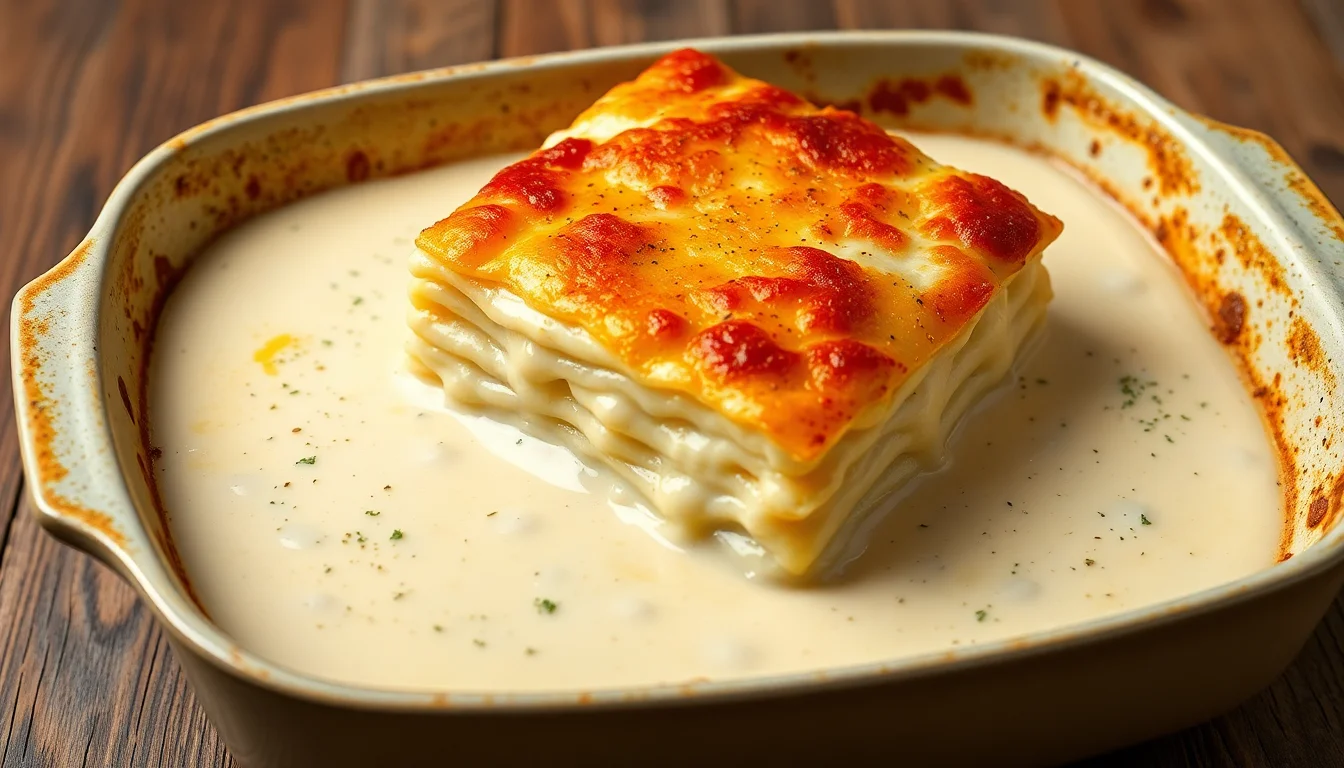 Potato Lasagna With Creamy White Sauce